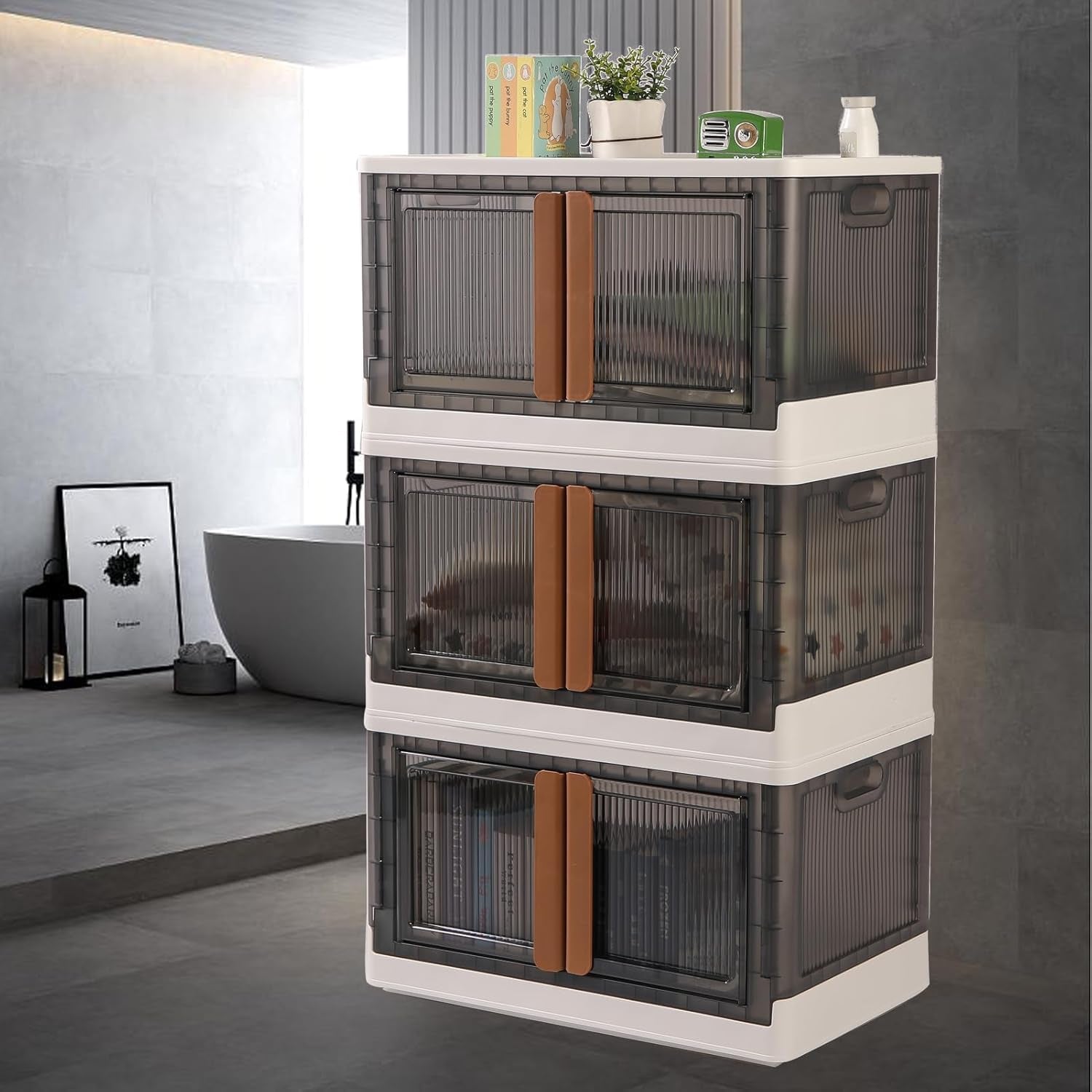Plastic Folding Wardrobe Storage Organizer (3 Layer  1 Pc) - LootFaat