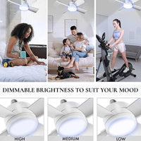 Socket Fan Light Original - Cool Light Led  Ceiling Fans With Lights And Remote Control Replacement For Lightbulb - Bedroom Kitchen Living Room1000 Lumens  5000 Kelvins Cool Leds (Remote Battery Not Included) - LootFaat