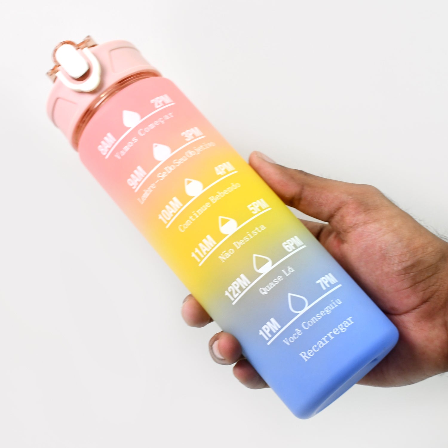 Plastic Colorful Motivational Water Bottle With Straw (900 Ml) - LootFaat