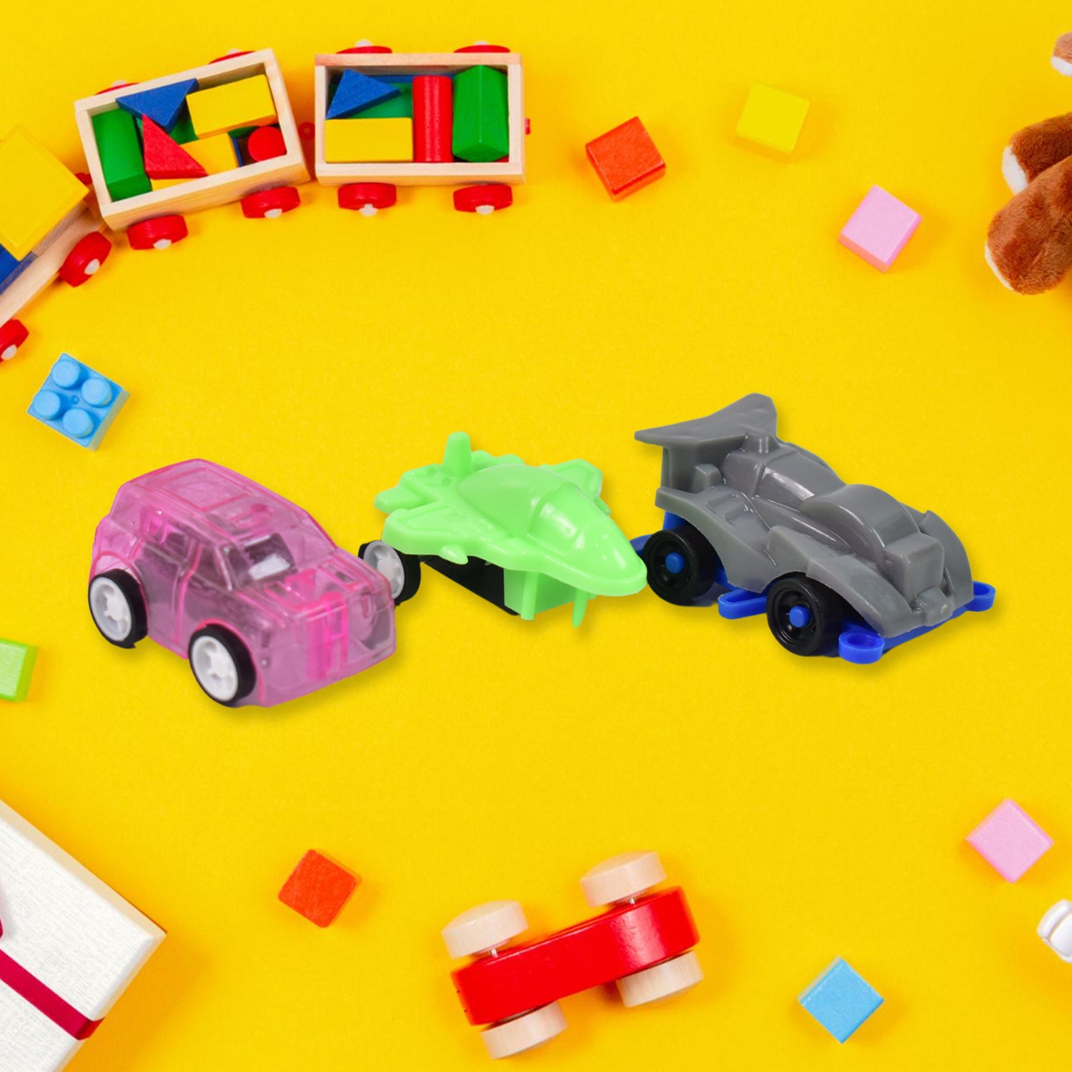 Mini Pull Back Car  Aeroplane Plastic Pull Back Car Cartoon Toys (12 Pcs Set) - LootFaat