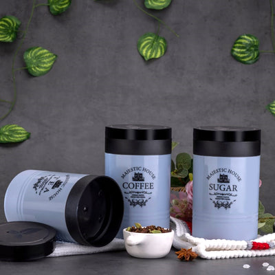 Damru Shaped Tea Coffee Sugar Canister Set - 3 Pcs Airtight Food Storage Containers - second image