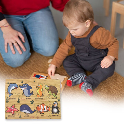 Seawater Animals Wooden Puzzle - Educational Learning Toy - second image