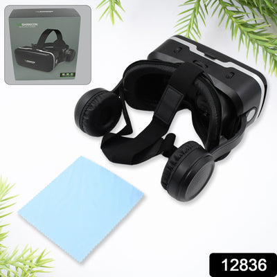 3D VR Headset with Headphones - Immersive Virtual Reality Goggles for Smartphones