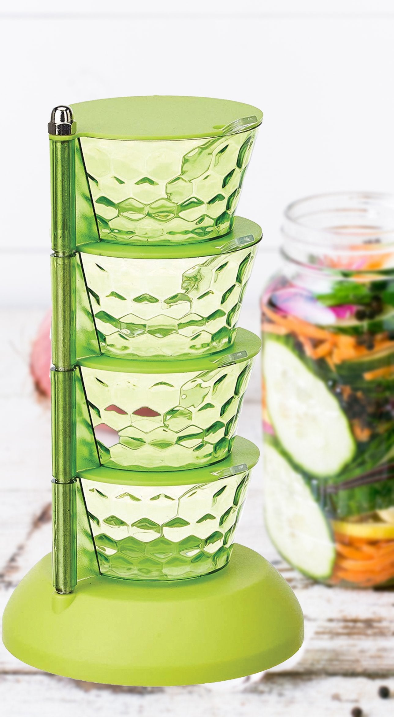 4 In 1 Multipurpose 360 Degree Rotating Pickle Rack Container For Kitchen - LootFaat