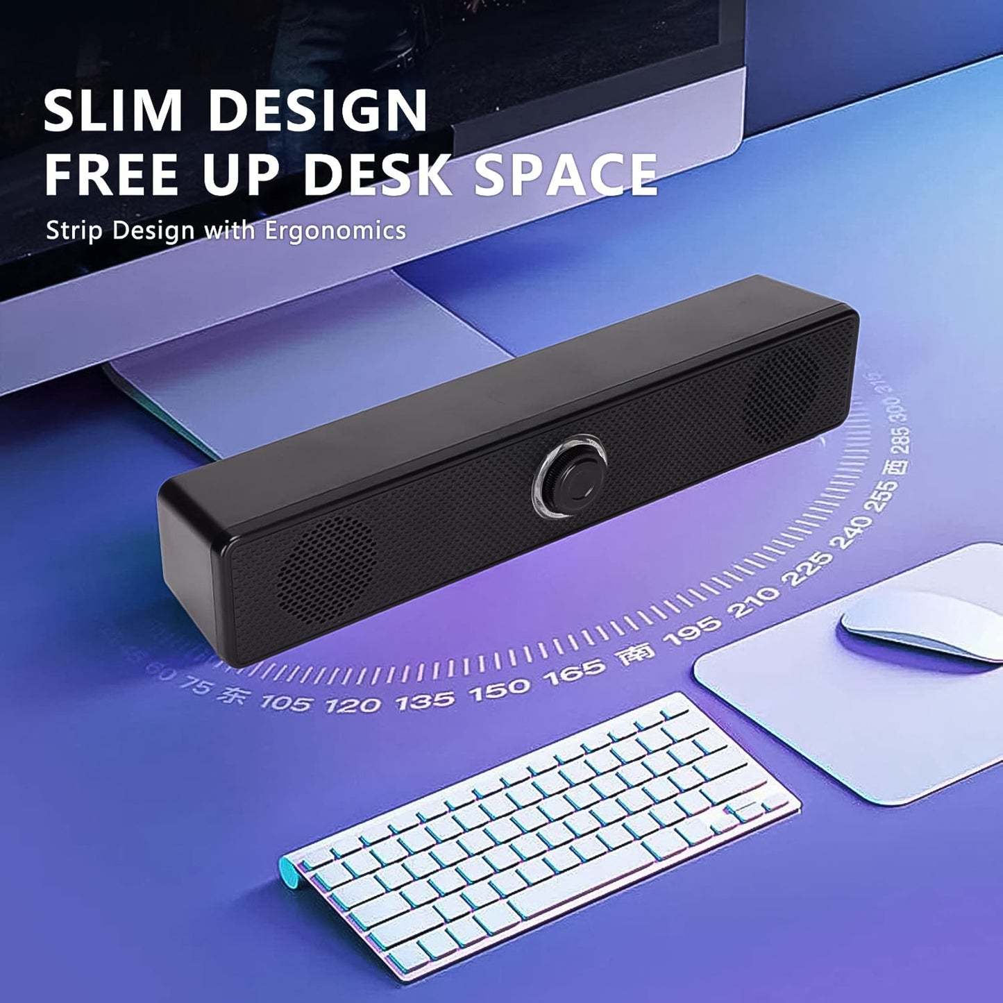 USB Powered Computer Speaker - Wired Soundbar for PC, Laptop - Plug & Play