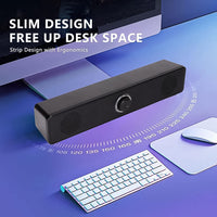 USB Powered Computer Speaker - Wired Soundbar for PC, Laptop - Plug & Play