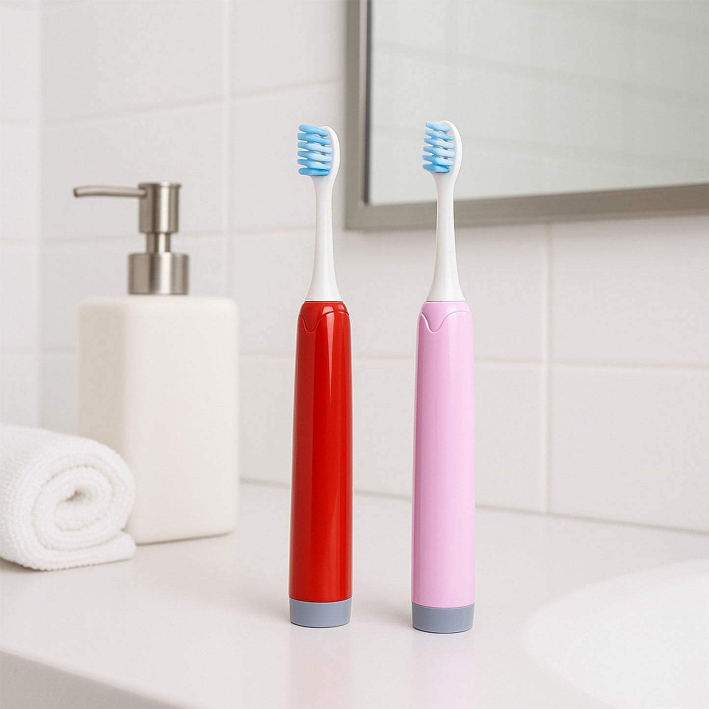 Battery-Operated Electric Toothbrush with Replaceable Soft Head