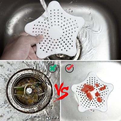 White Silicone Star Shaped Sink Filter Bathroom Hair Catcher Drain Strainers For Basin - second image