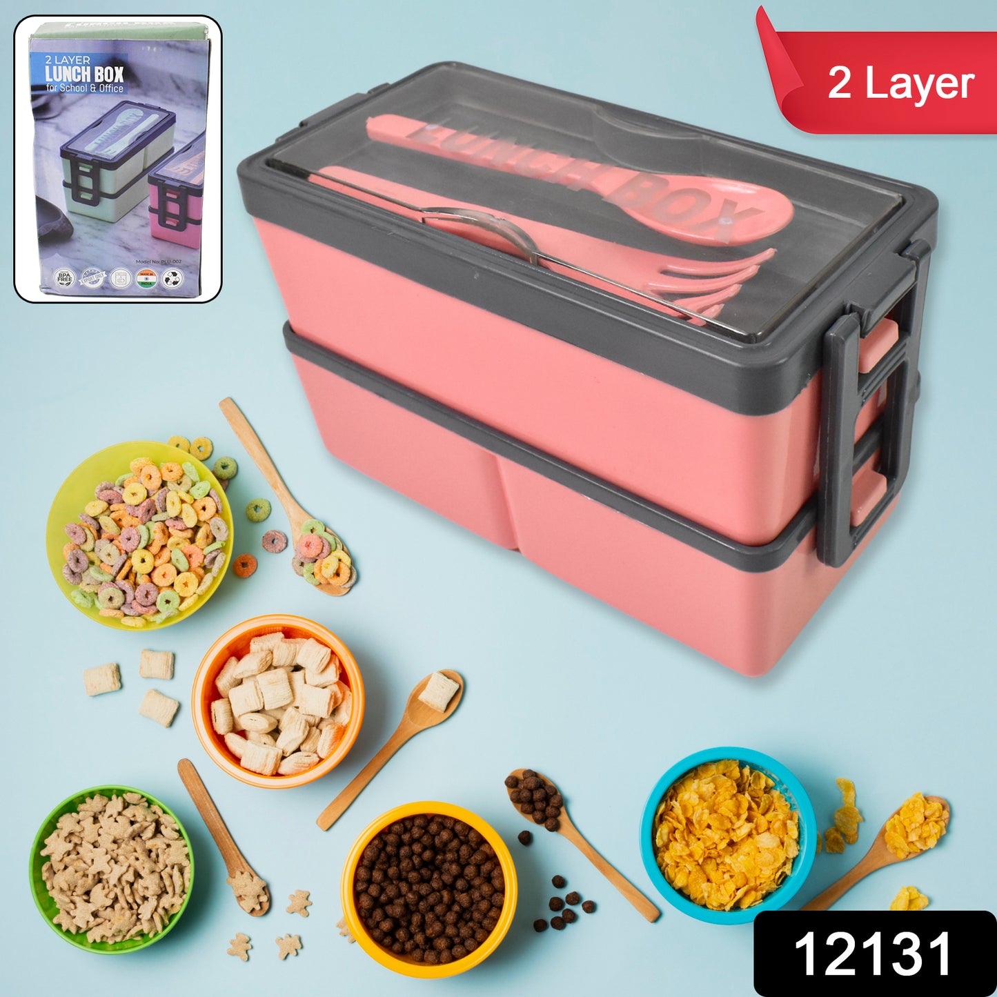 3-Layer Leakproof Lunch Box with 3 Compartments for Office & Kids