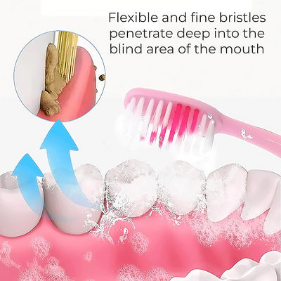 2-in-1 Tooth Brush With Tongue Scraper Soft Bristle  Long Handle (8pcs) Soft Toothbrush - second image