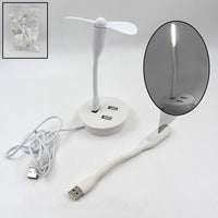 Portable Mini Usb Fan Usb Ligh  Usb 3 Hub  Port Combo