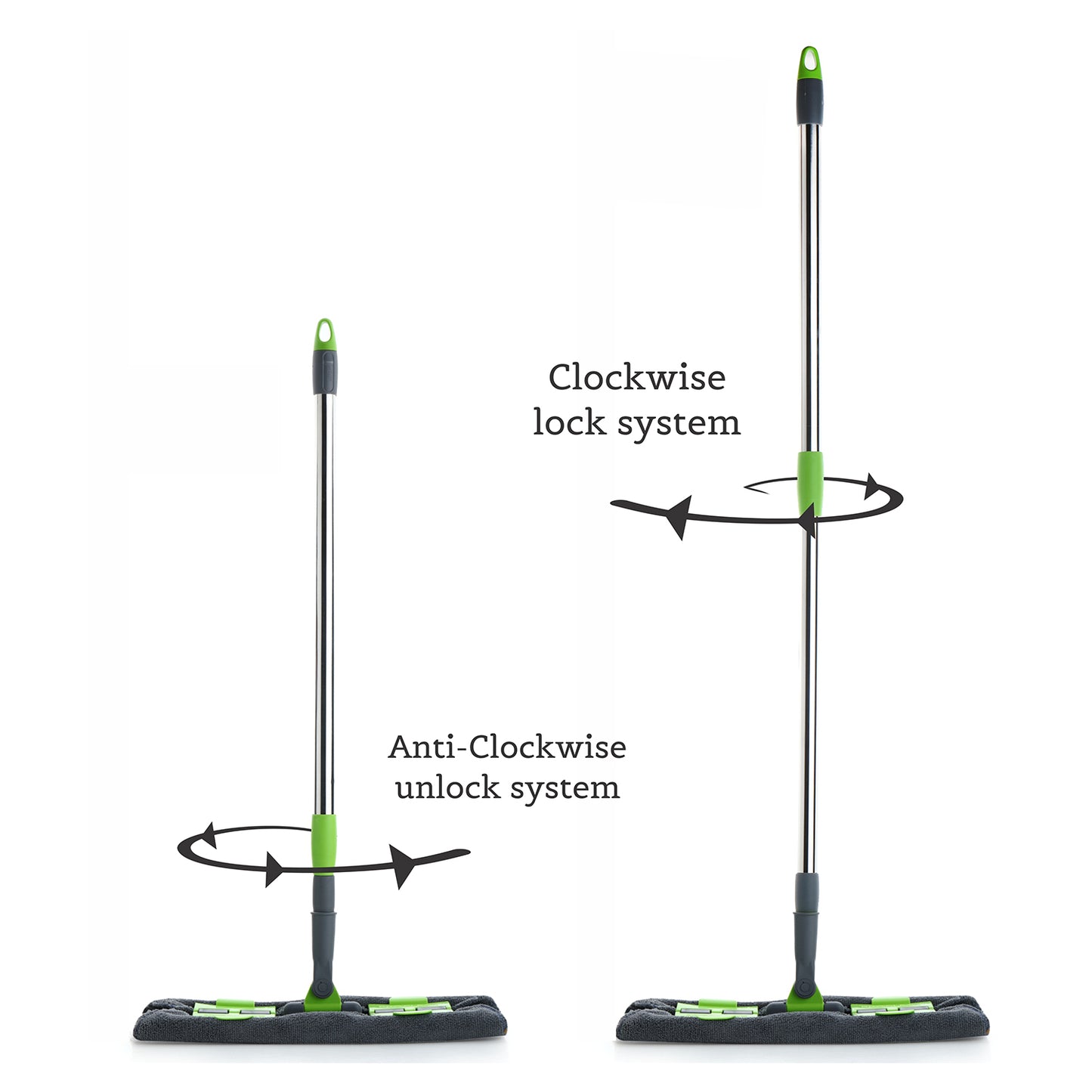 Microfiber Flat Floor Mop - 360° Rotating Head, Telescopic Handle - Wet & Dry Cleaning