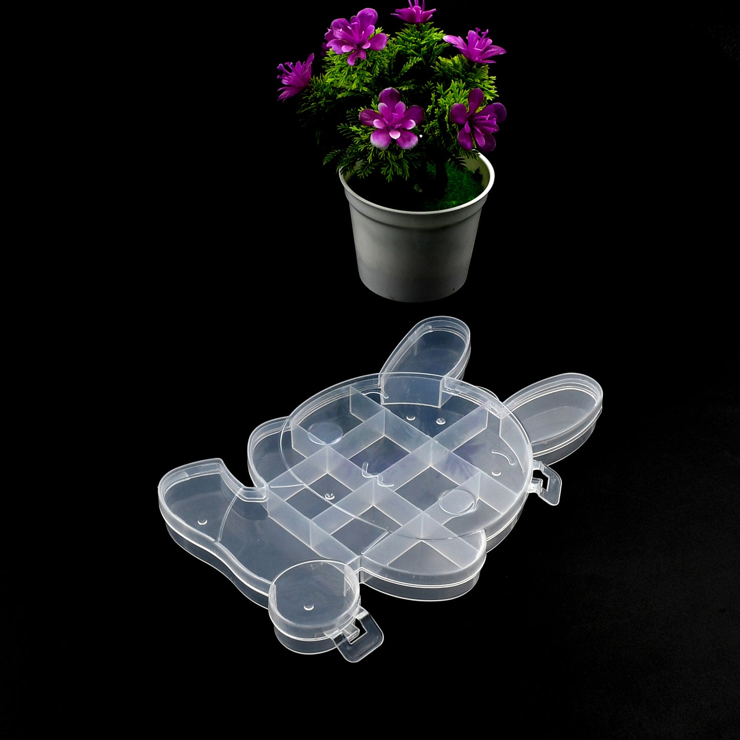 Transparent Cartoon Bear Clear Plastic Storage Box Jewelry Box Jewelry Organizer Holder Cabinets For Small Objects (1 Pc) - LootFaat