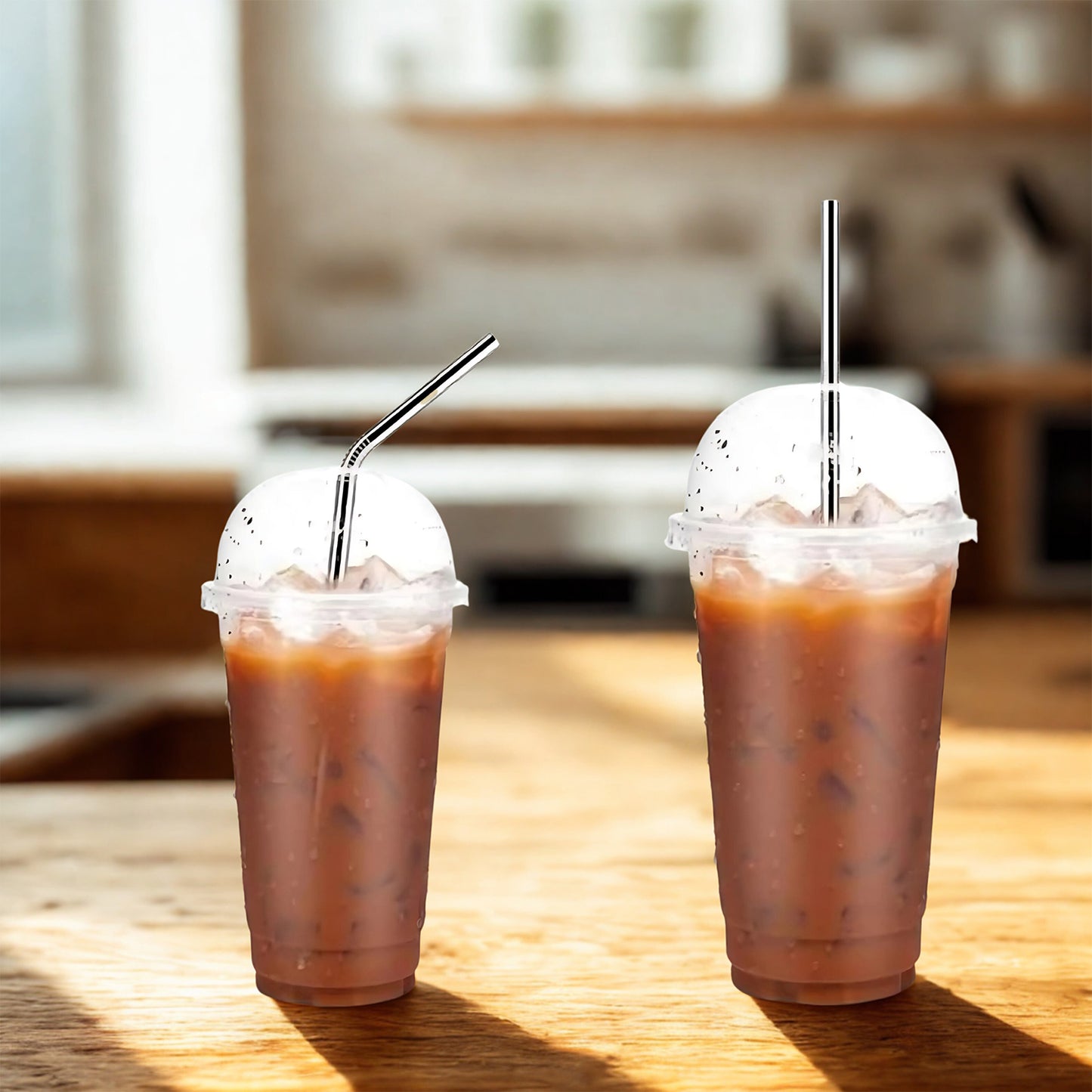 579 Set Of 4 Stainless Steel Straws  Brush (2 Straight Straws 2 Bent Straws 1 Brush)