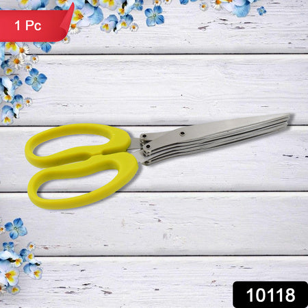 Multifunction Vegetable Stainless Steel Herbs Scissor With 5 Blades (1 Pc) - LootFaat