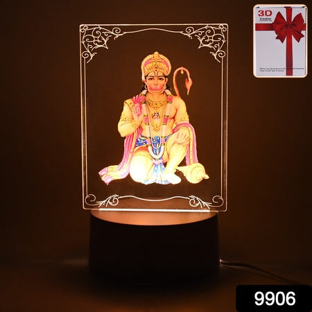 Beautiful 3d Lord Hanuman Frame With Soft White Light (1 Pc) - LootFaat