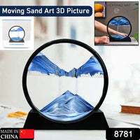 Moving Sand Art Picture Decor 3d Deep Sea Sandscape Liquid Motion Round Glass Frame Display Flowing Sand Relaxing Gift For Kids Adults Painting Artistic Sandscape For Home Office Ornament Desktop Art Bookshelves Decoration (1 Pc )
