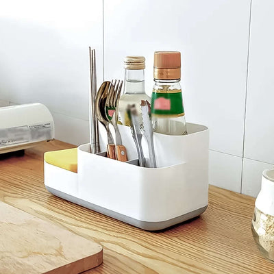 5-Compartment Plastic Bathroom & Desk Organizer - Multi-Purpose Storage