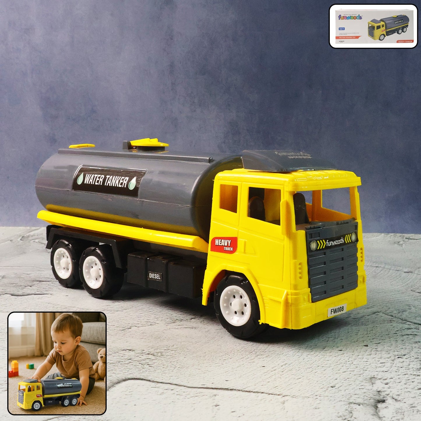 Premium Funwoods Water Tanker Toy Truck Toys - Premium Quality - Best Quality & Value