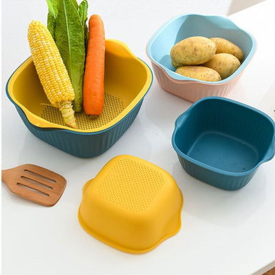 5228 Kitchen Bowl Plastic Washing Bowl And Strainer Drainer Basket For Home  Kitchen Use - second image
