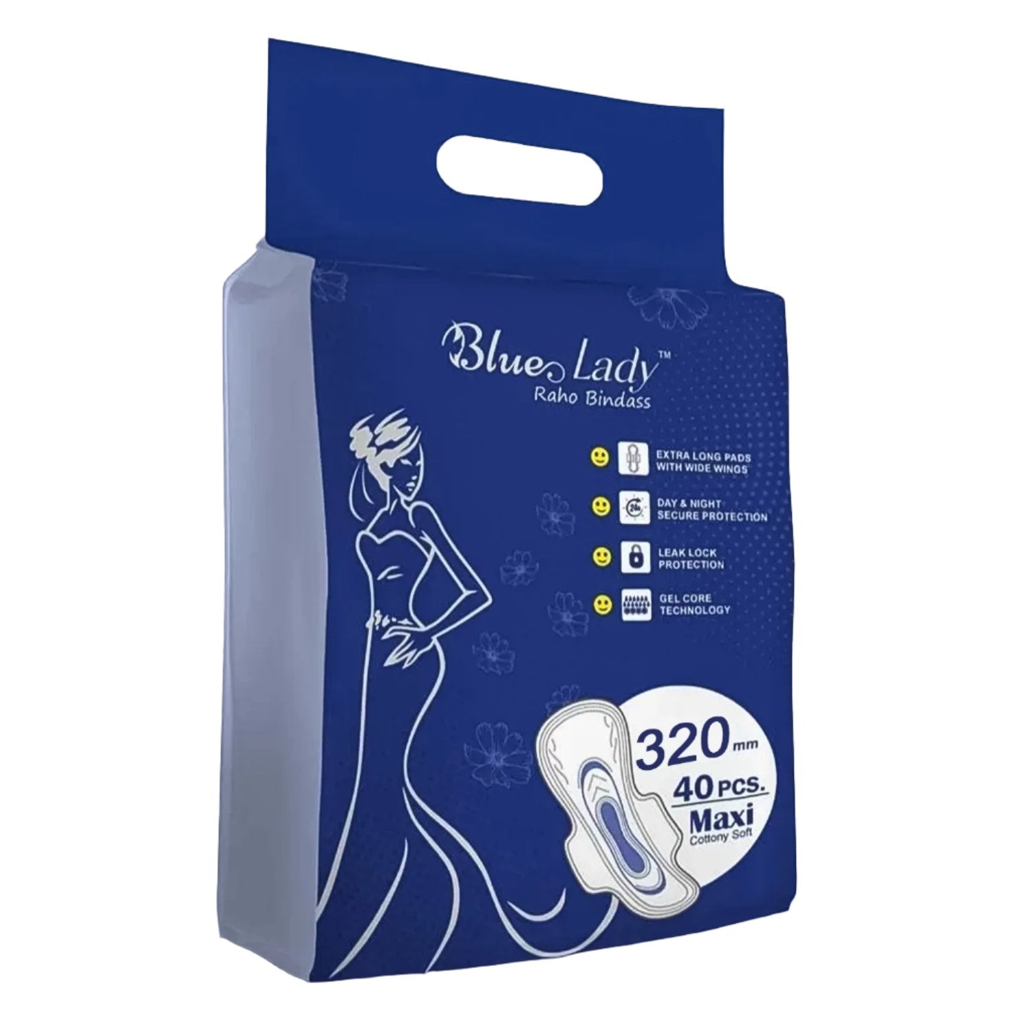 Blue Lady Extra Long Pads With Wides Wings Sanitary Pads  320 Mm 40-pack - LootFaat