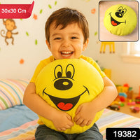 Cute Round Smiley Face Soft Pillow Cushion (30 X 30 Cm  1 Pc)