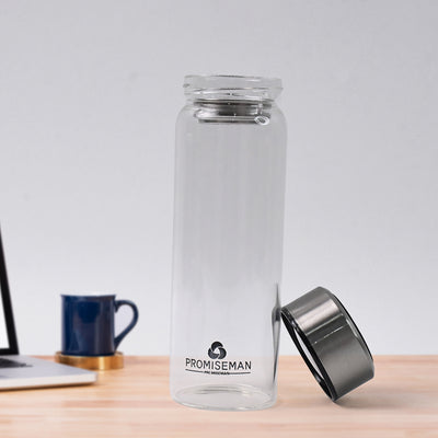 Glass Water Bottle with Steel Lid - 500ml