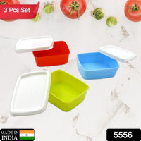 Plastic Airtight Containers Set Small Plastic Container Set Rectangular Plastic Food Pickle Fridge Containers Multicolor Kitchen Storage Container (3 Pcs Set) - LootFaat