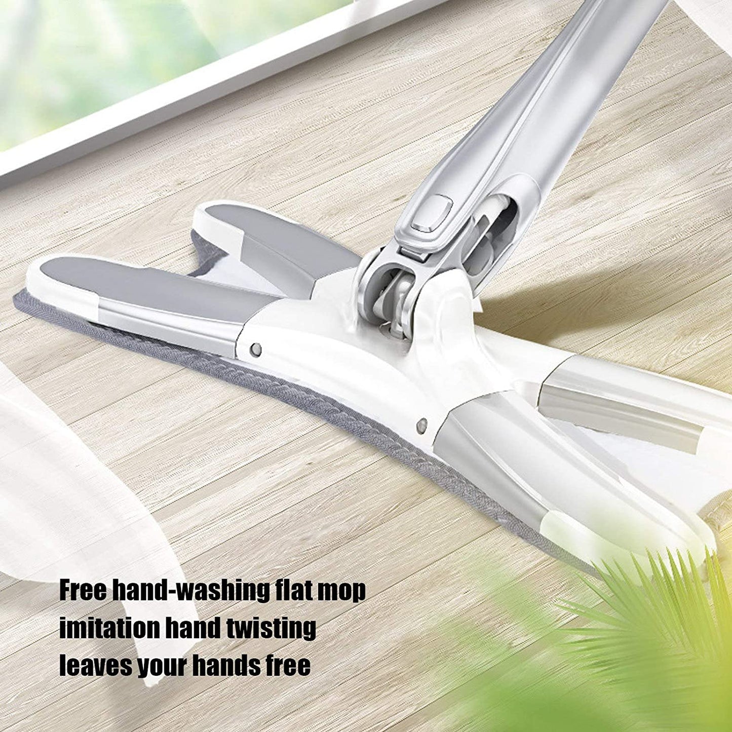 Hands-Free Squeeze Flat Mop with Microfiber Pads - 360° Rotating Head