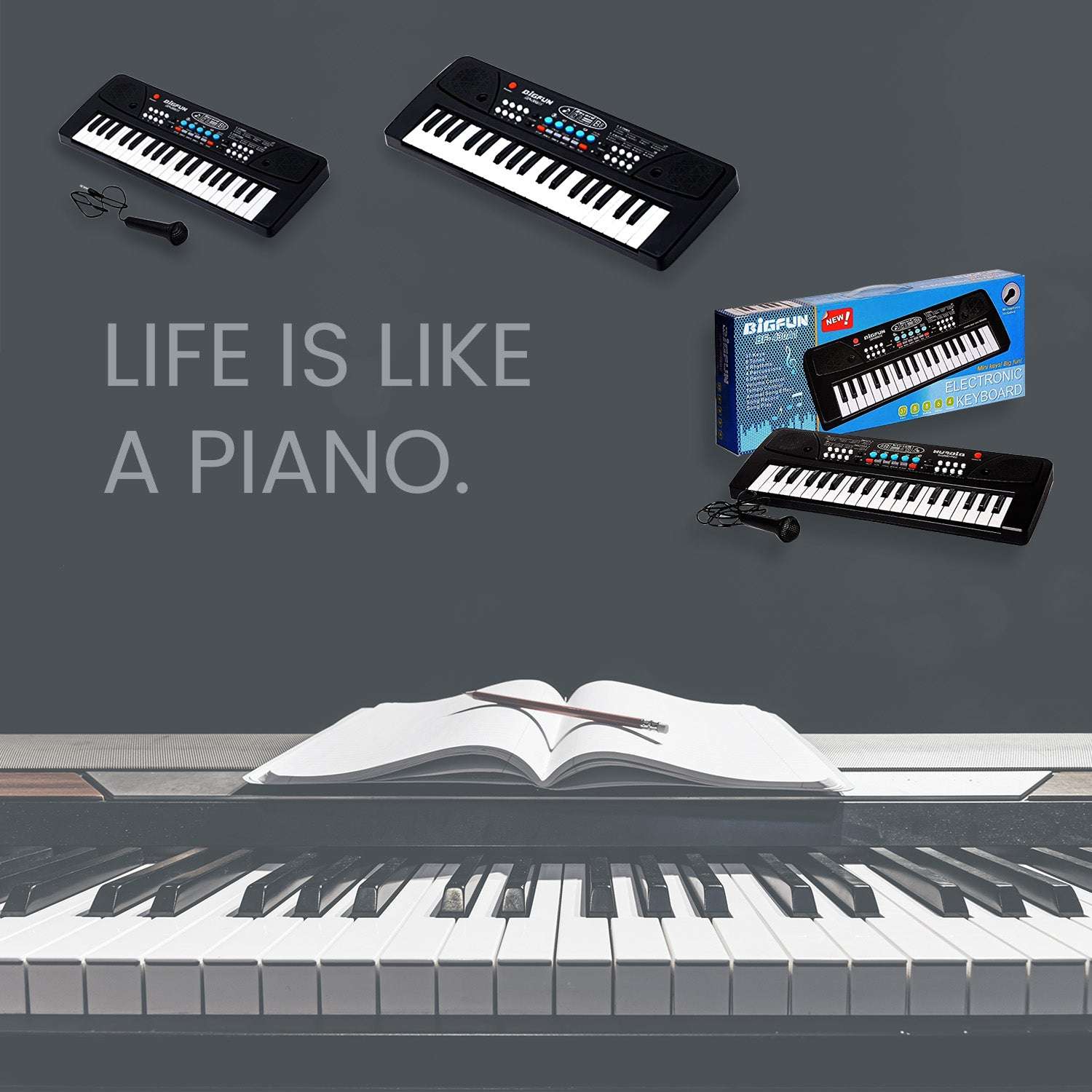 Piano Musical Keyboard With Mic 37 Music Key Keyboard For Kids Toy - LootFaat