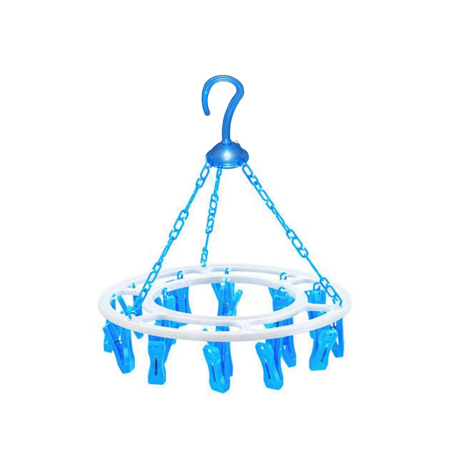 Plastic Round Cloth Drying Stand Hanger With 24 Clips (Multicolour) - LootFaat