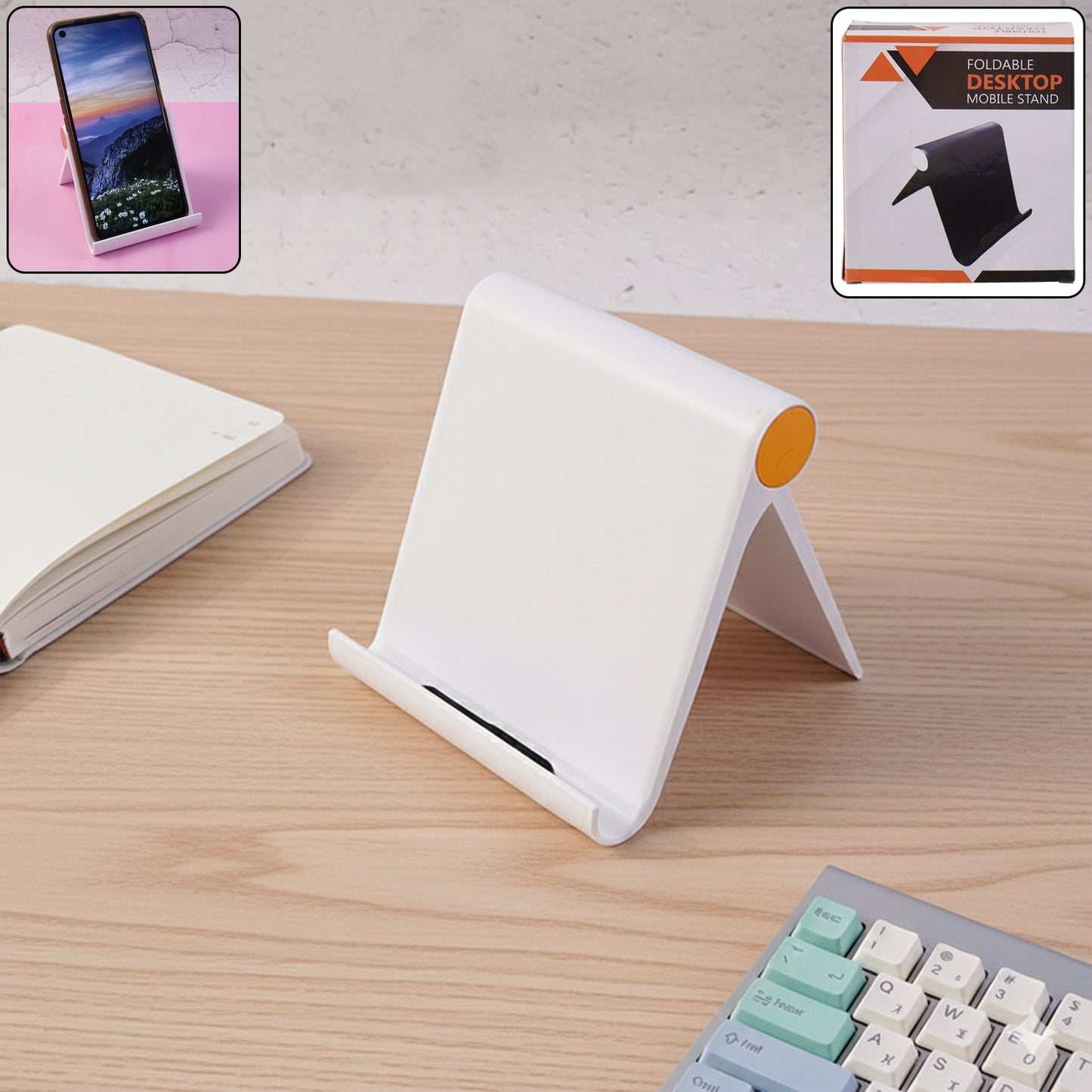 Plastic Foldable Desktop Mobile Stand (1 Pc  White)