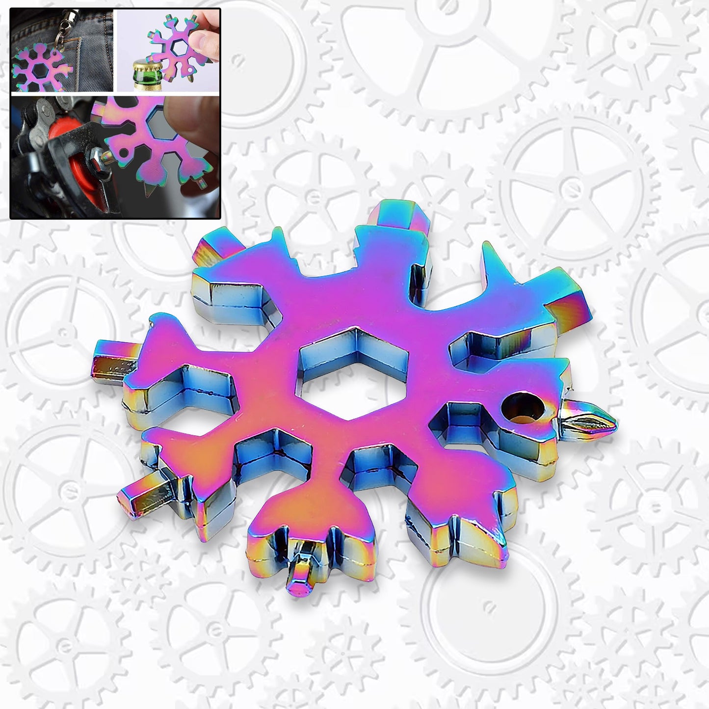 Durable  Portable 18 In 1 Snowflake Multi-tool Snowflake Bottle Opener Flat Phillips Screwdriver Kit Wrench - LootFaat