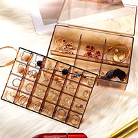 2 Layer Acrylic Jewelry Storage Box Dustproof Earring Box Storage Box Portable Nail Art Storage Case 24-grid Small And 6-grid Big Case Makeup Vanity Box (1 Pc  30 Compartment) - LootFaat