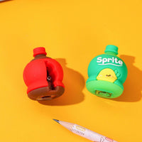 2-in-1 3d Cold Drink Bottle Shape Rubber Pencil Sharpener And Eraser Set Stationery For Kids School Boys Girls Birthday Return Gifts (24 Pcs Set  1 Pc ) - LootFaat