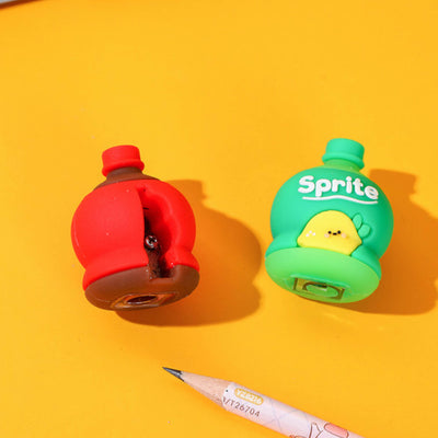 3D Drink Bottle Pencil Sharpener Eraser Set - Fun Stationery for Kids
