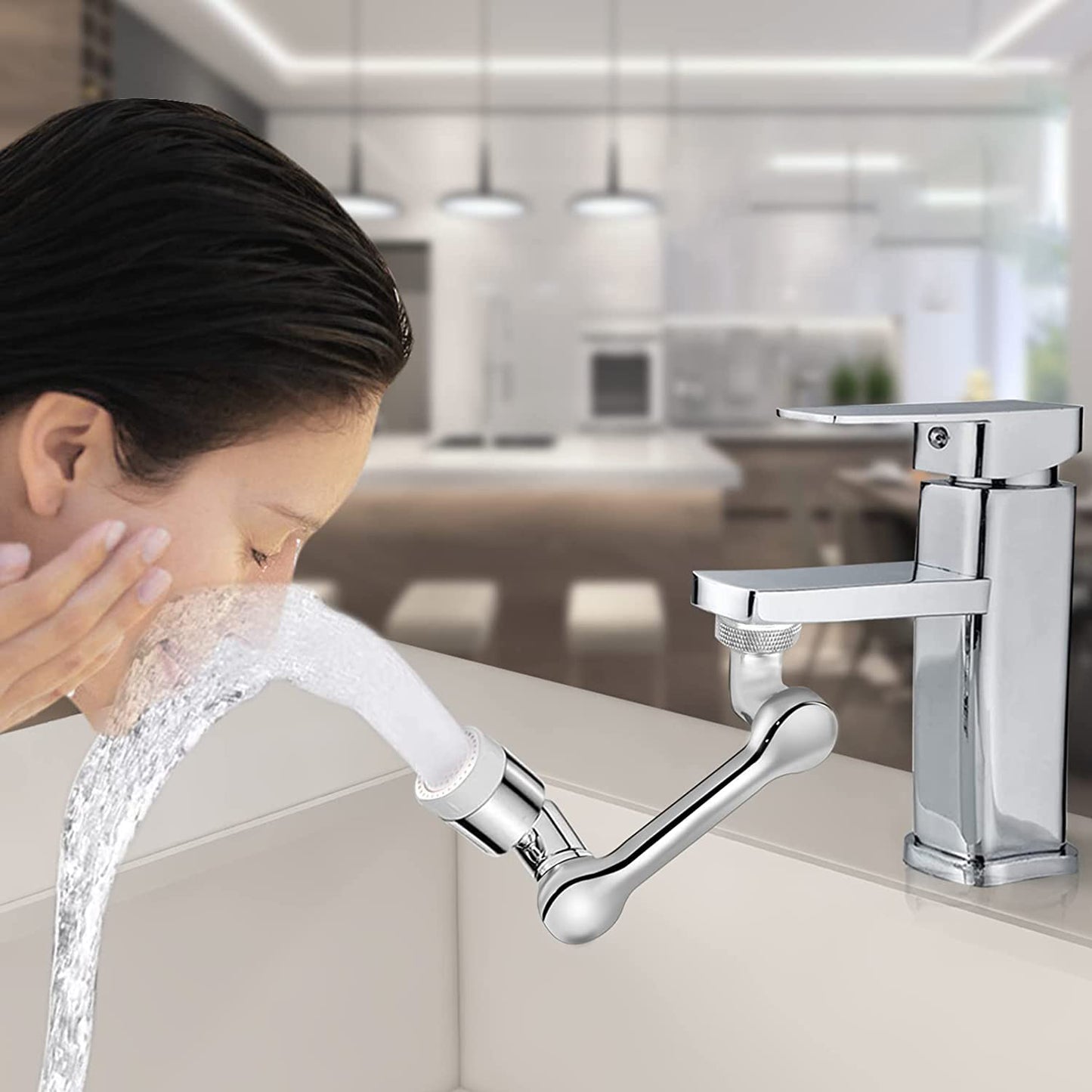 Universal Faucet Extension: Splash-Proof Swivel Aerator