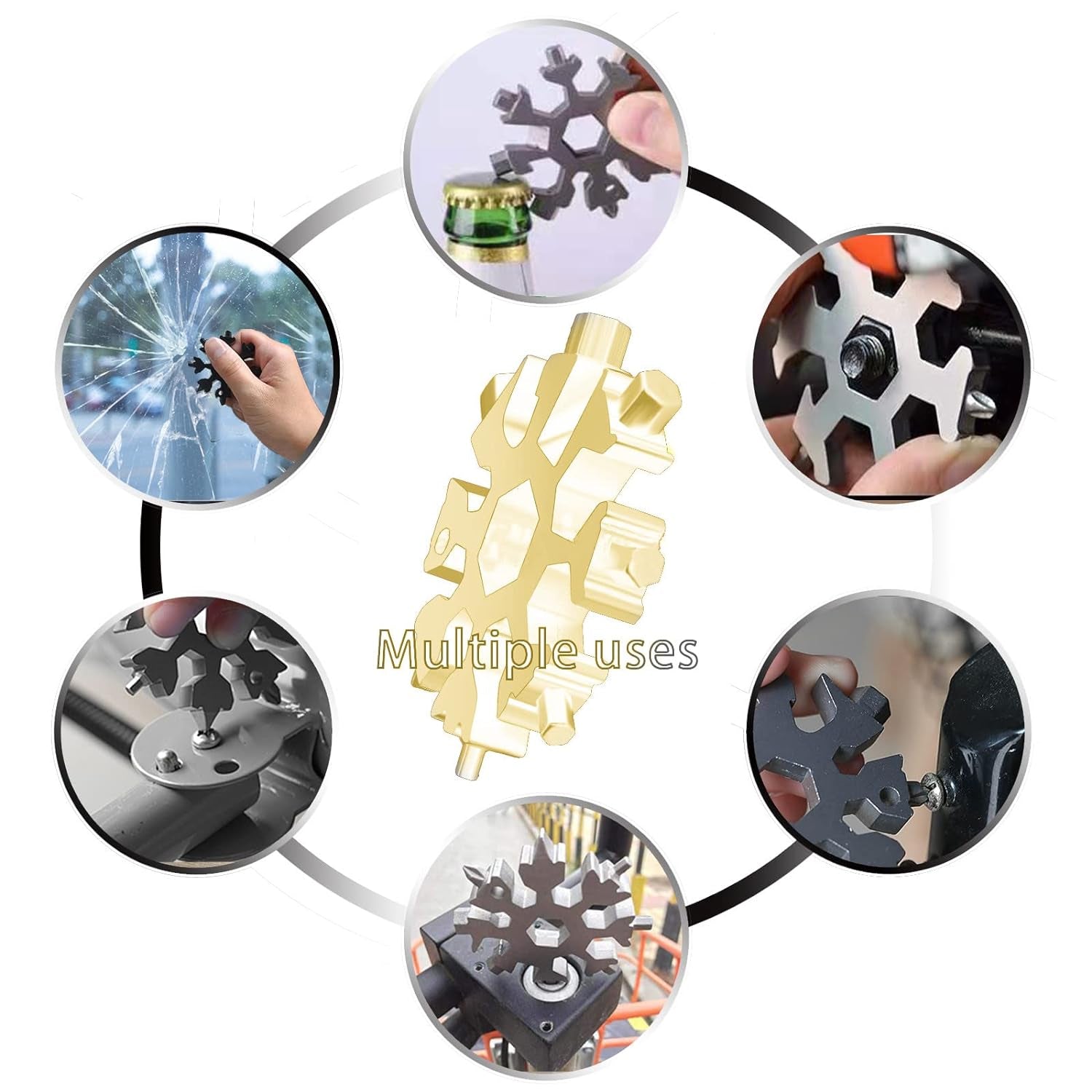 Durable  Portable 18 In 1 Snowflake Multi-tool Snowflake Bottle Opener Flat Phillips Screwdriver Kit Wrench - LootFaat