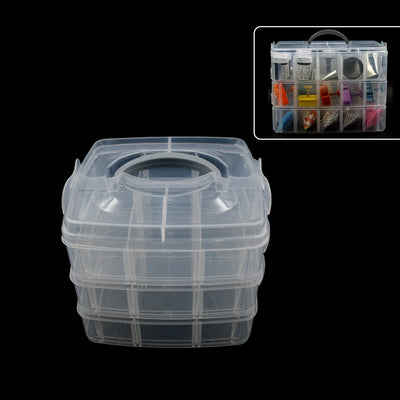 18 Grid 3 Layer Box Clear Plastic Organizer Jewelry Storage Box With Adjustable Dividers Transparent Organizer Box For Earring Fishing Hooks (18 Grids Plastic Storage Box)