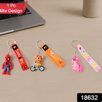 Cute Cartoon Silicone 3d Key Chain With Metal Hook  Strap (Pack Of 1)