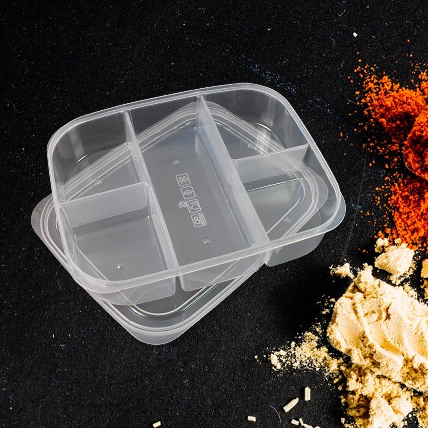 Plastic 5- Compartment Excellent Container Reusable Lunch Box (1 Pc) - LootFaat