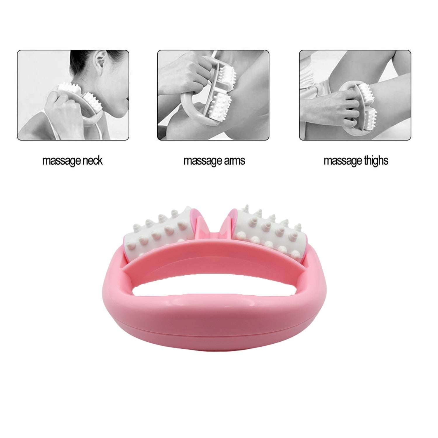 Manual Round Handle Plastic 2 Rollers Massage Roller Cellulite Roller For Legs Arms Back Muscle Pain Relief And Muscle Relaxation - LootFaat