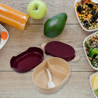 Airtight Food Grade Tiffin Box With 2 In 1 Spoon And 2 Compartment - LootFaat
