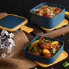 Double-Layer Portable Lunch Box with Handle & Spoon - Blue