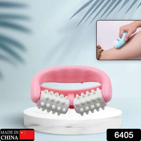 Manual Round Handle Plastic 2 Rollers Massage Roller Cellulite Roller For Legs Arms Back Muscle Pain Relief And Muscle Relaxation - LootFaat