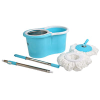 Rapid Steel Spinner Bucket Mop 360 Degree Self Spin Wringing With 2 Absorbers For Home And Office Floor Cleaning Mops Set - LootFaat