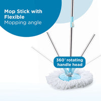 Rapid Steel Spinner Bucket Mop 360 Degree Self Spin Wringing With 2 Absorbers For Home And Office Floor Cleaning Mops Set - LootFaat