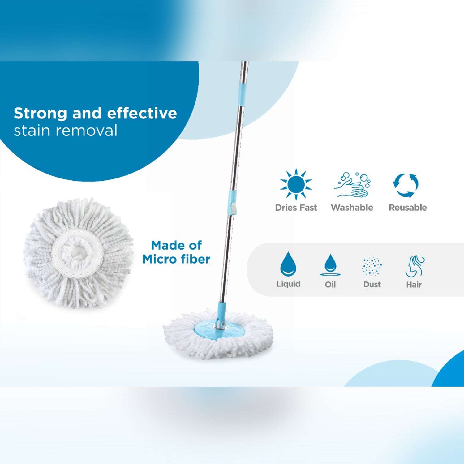 Rapid Steel Spinner Bucket Mop 360 Degree Self Spin Wringing With 2 Absorbers For Home And Office Floor Cleaning Mops Set - LootFaat