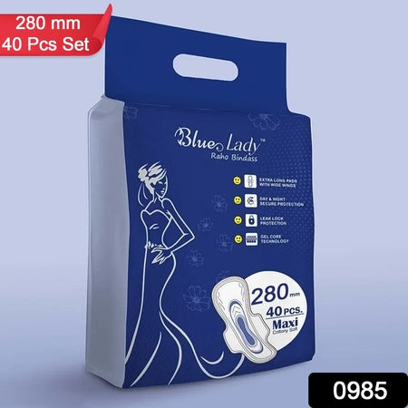 Blue Lady Extra Long Pads With Wides Wings Sanitary Pads  280 Mm 40-pack - LootFaat