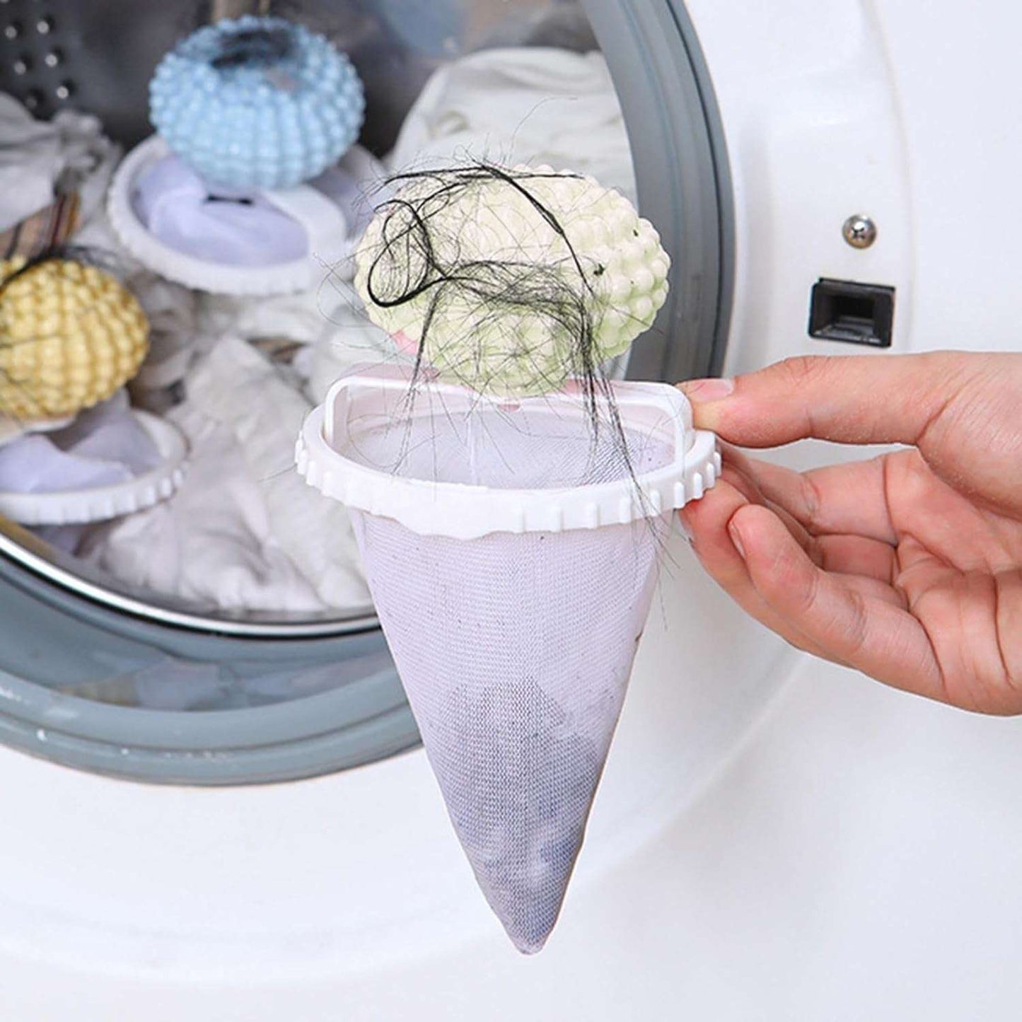 Reusable Washing Machine Floating Cylindrical Shape Lint Mesh Bag ( 1 Pc) - LootFaat
